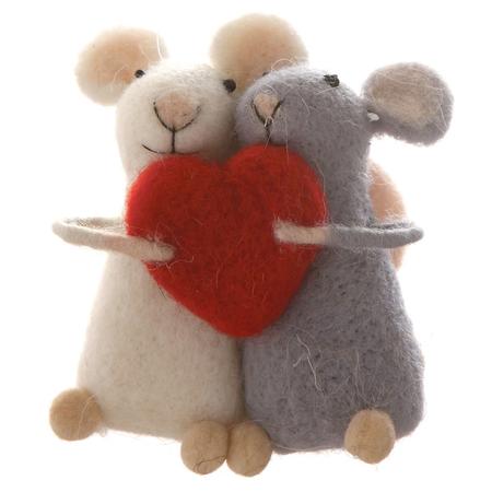 Mice With Heart Ornament