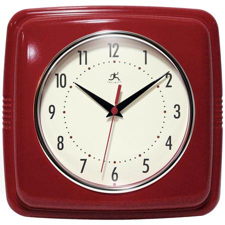 Retro Square Wall Clock Red