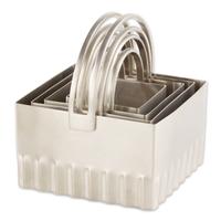 Biscuit Cutters Fluted Square Set/4