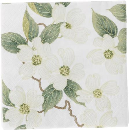 Paper Beverage Napkins White Blossom