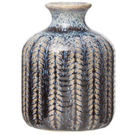 Indigo Embossed Vase Small