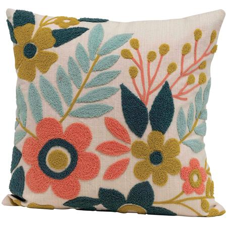 Floral Embroidered Pillow