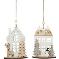 Glittered Wood House Ornaments