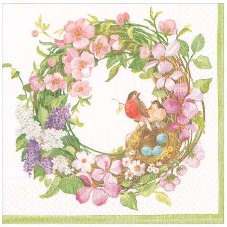 Paper Beverage Napkins Spring Wreath