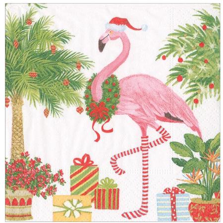 Paper Beverage Napkins Christmas Flamingos