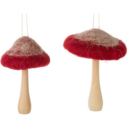 Mushroom Felt & Wood Ornaments