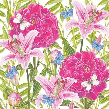 Paper Lunch Napkins Peonies & Lillies