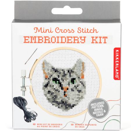 Mini Cross-Stitch Embroidery Kit Cat