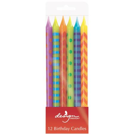 Hooray Stripes Mini Candles Pkg. 12