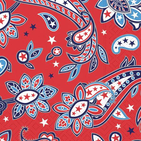 Paper Beverage Napkins Patriotic Paisley