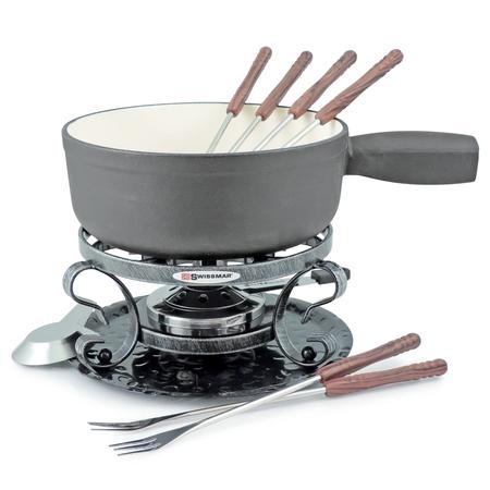 Lugano Cast-Iron Fondue Set Matte Black