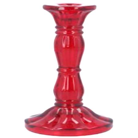 Red Glass Taper Candle Holder 4