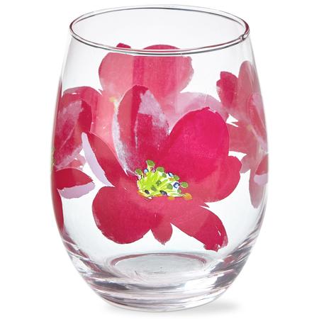 Springtime Floral Stemless Wine Glass