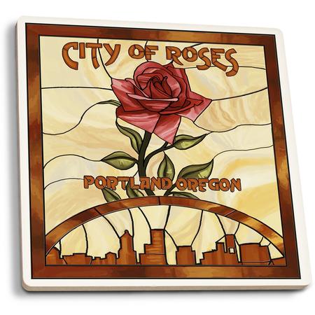 City Of Roses Stained Glass Coaster