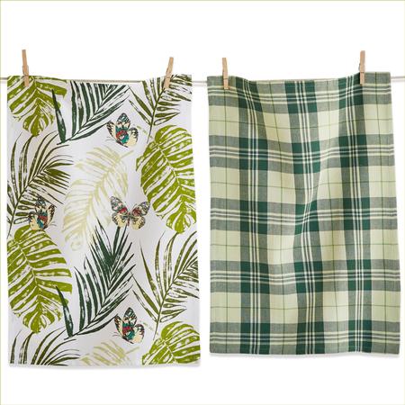 Palm & Butterfly Kitchen Towels Set/2