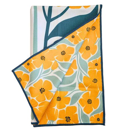 Dual-Sided Microfiber Kitchen Towel Orange Blossoms