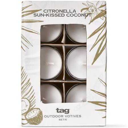 Coconut Citronella Votive Candles Set/6