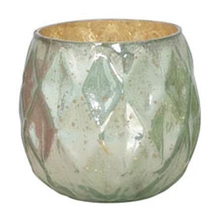 Mercury Glass Diamond Votive Candle Holder