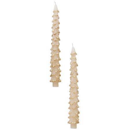 Large Tree Taper Candles Set/2 Gold/Eggnog