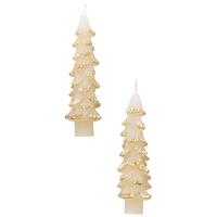 Small Tree Taper Candles Set/2 Gold/Eggnog