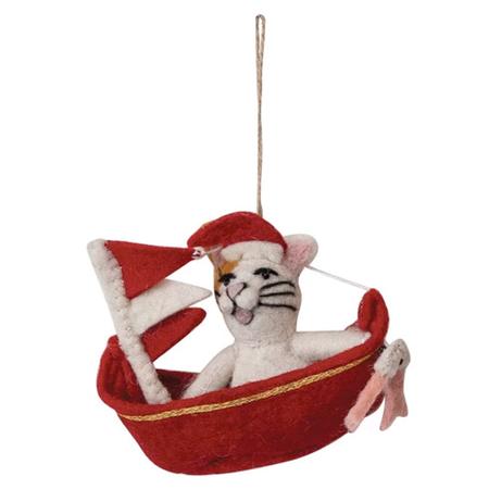 Cat In A Sailboat Ornament