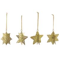 3-D Gold Snowflake Ornaments