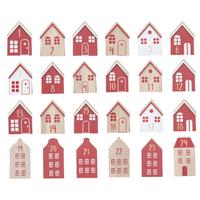 Wood Advent Calendar Houses Set/24