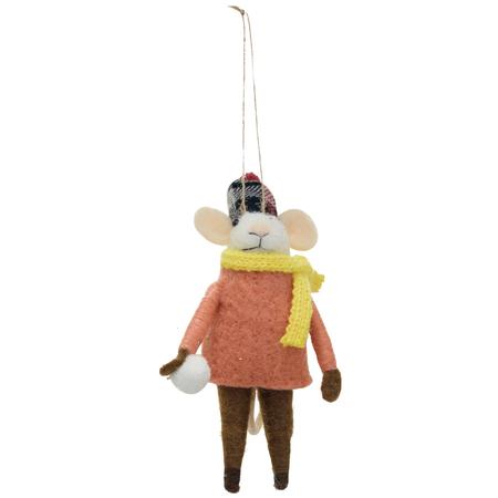 Winter Mouse Ornament Orange