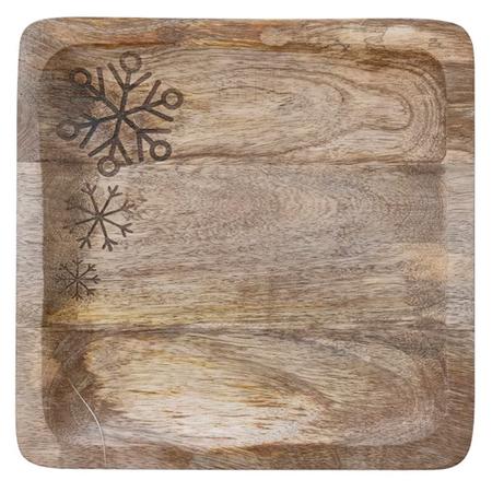 Wood Snowflake Tray Large