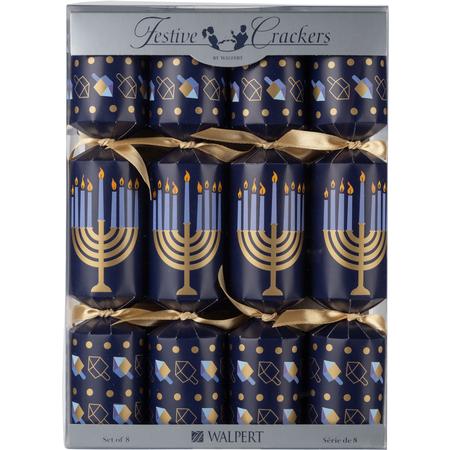 Hanukkah Crackers Set/8 Dreidels & Menorah