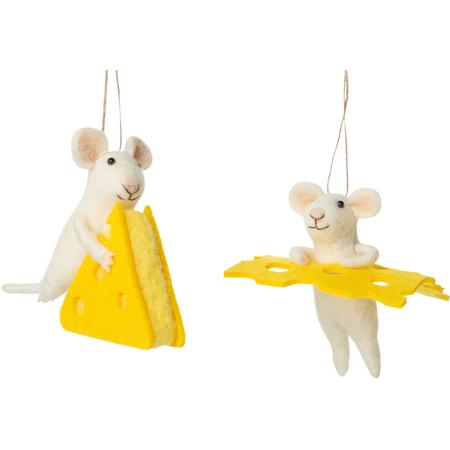 Felt Mouse w/Cheese Ornaments