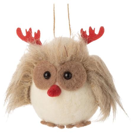 Felt Owl w/Antlers Ornament 3.5