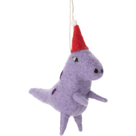 Purple Felt Dinosaur Ornament 4.75