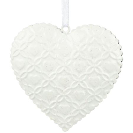 Embossed Silver Heart Ornament 3