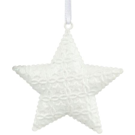 Embossed Silver Star Ornament 3