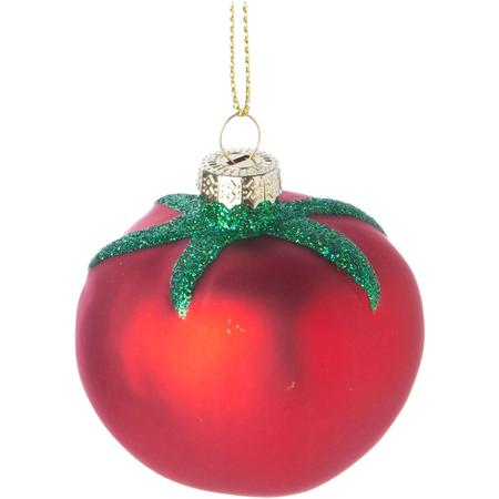 Matte Red Glass Tomato Ornament 2.4