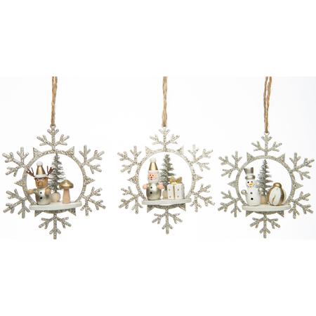 Glittered Snowflake Scene Ornaments