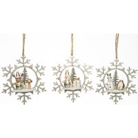 Glittered Snowflake Scene Ornaments