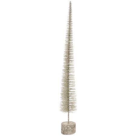 Silver Bristle Tree On Glittered Wood Base 16.75