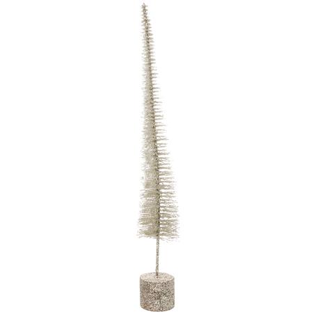 Silver Bristle Tree On Glittered Wood Base 11.75