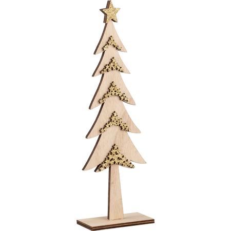 Wood Table Tree w/Gold Stars 9