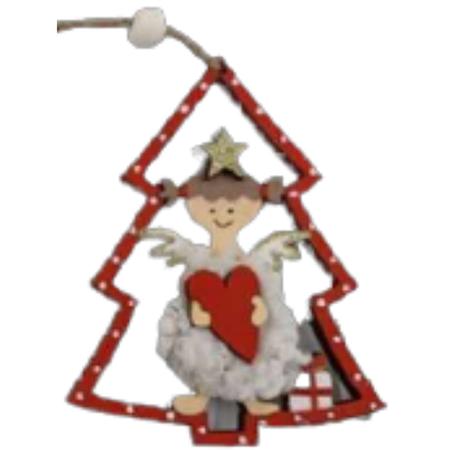 Wood Angel-In-Tree Ornament 6.5