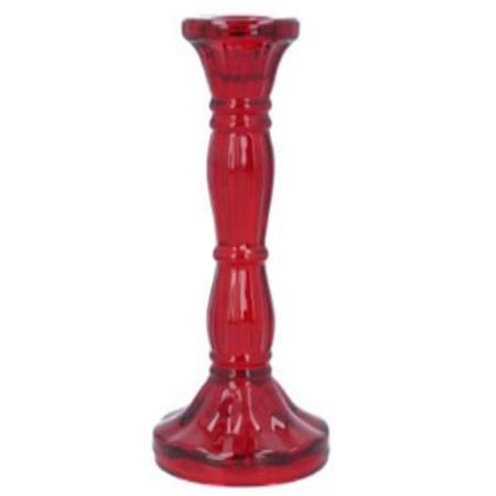 Red Glass Taper Candle Holder 6