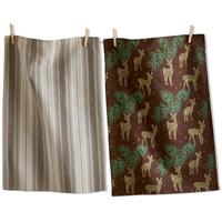 Wild Pine/Deer Kitchen Towels Set/2