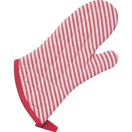 Narrow Stripe Oven Mitt Red