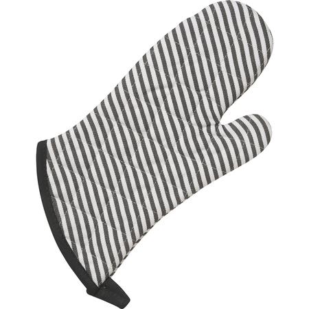 Narrow Stripe Oven Mitt Black