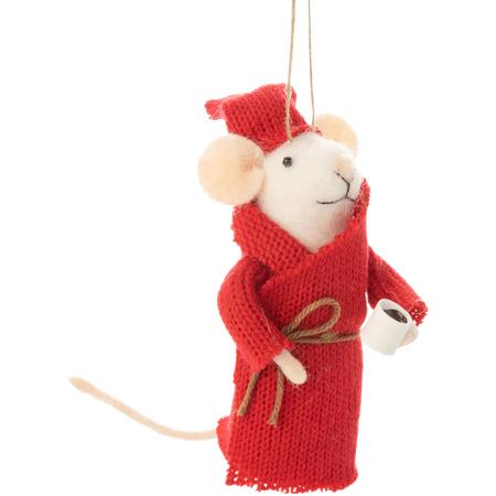 Mouse In Nightcap Felt Ornament 4.75