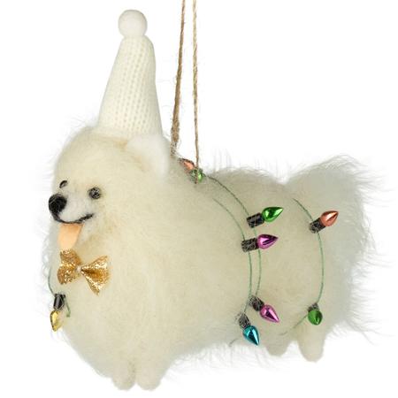 Dog w/Lights Felt Ornament 4.75