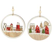 Village Scene Wood Ornaments