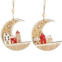 Crescent Moon Wood Ornaments